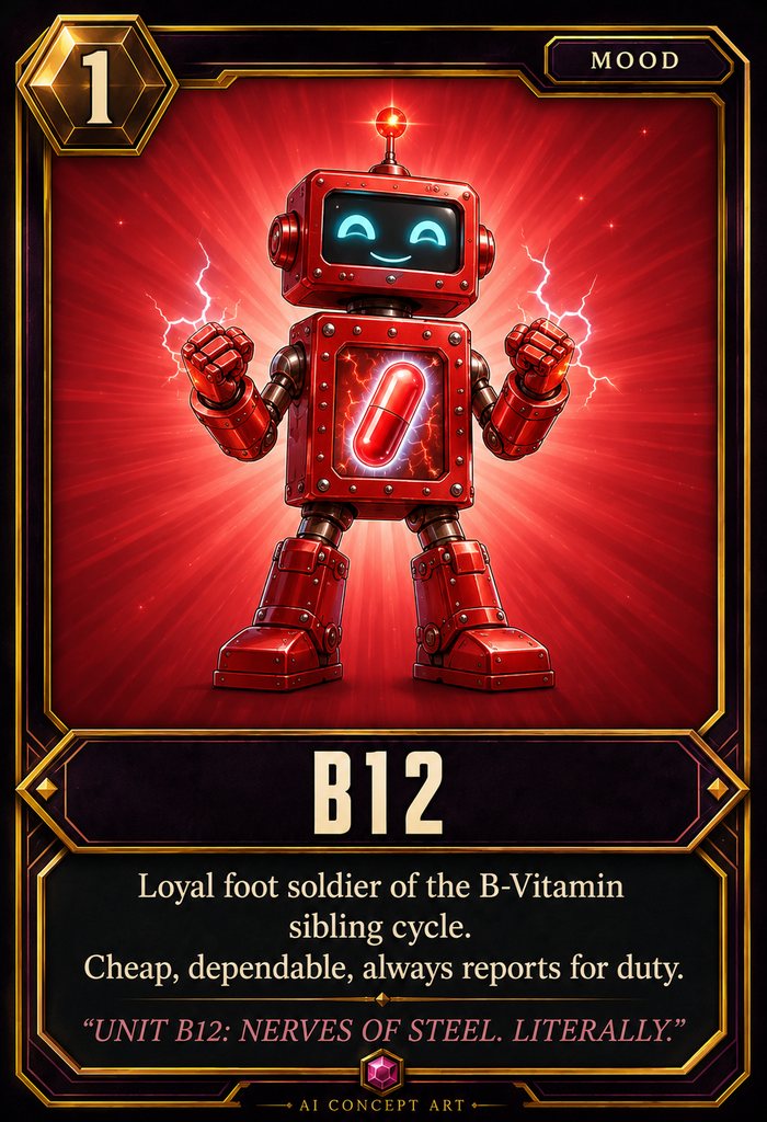 B12, loyal foot soldier of the B-Vitamin sibling cycle